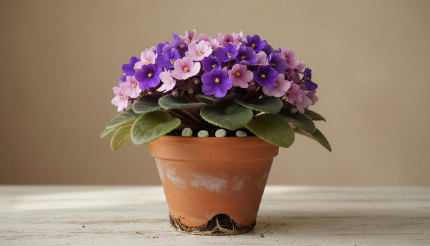 Drop Three Tablets in the Pot to Revive a Bare-Stem African Violet — Big Blooms, No Root Rot