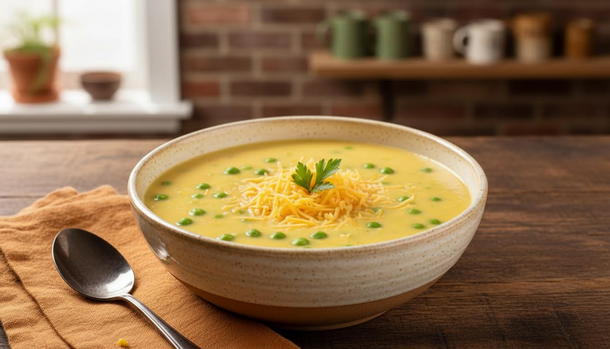 This 15-Minute Creamy Cheese and Pea Soup Will Win You Over at the First Spoonful