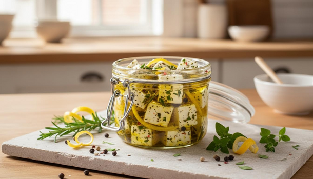 This Herb-and-Lemon Marinated Goat Cheese Will Be the Star of Your Next Party