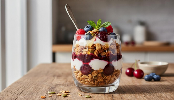 Stop Boiling Oatmeal—Bake It Crunchy for a Dessert-Worthy Breakfast with Yogurt, Cherries, and Honey