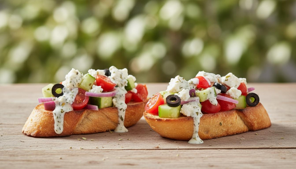 Reinvent Greek Salad as Crunchy Toast Bites the Whole Family Will Love