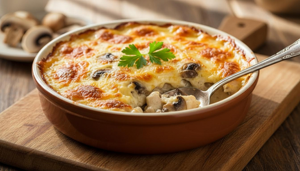 Creamy Chicken and Mushroom Julienne Baked to Golden Perfection—Your New Weeknight Go-To