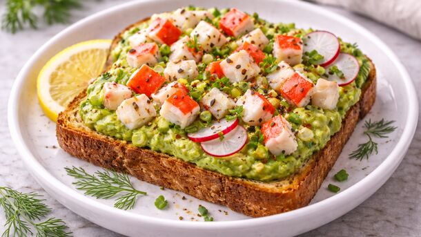 Avocado and Crab Sticks on Toast Will Be Your New Breakfast Obsession
