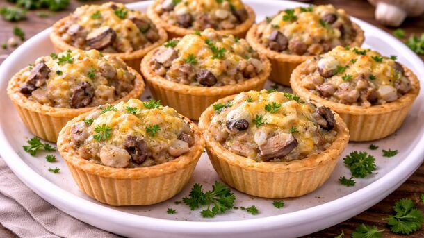Crispy Chicken, Mushroom, and Cheese Tartlet Bites in 20 Minutes—Your New Party Showstopper