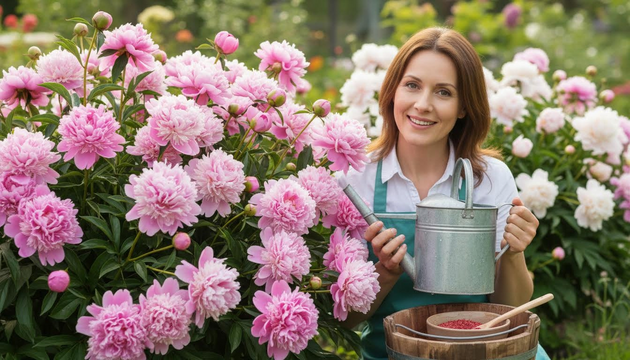 Peonies Showing Red Tips? Two Spoons Per Bucket Will Blanket Them in Buds