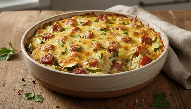 The Rice Casserole You’ll Make on Repeat: Zucchini, Sausage, and Layers of Pure Comfort