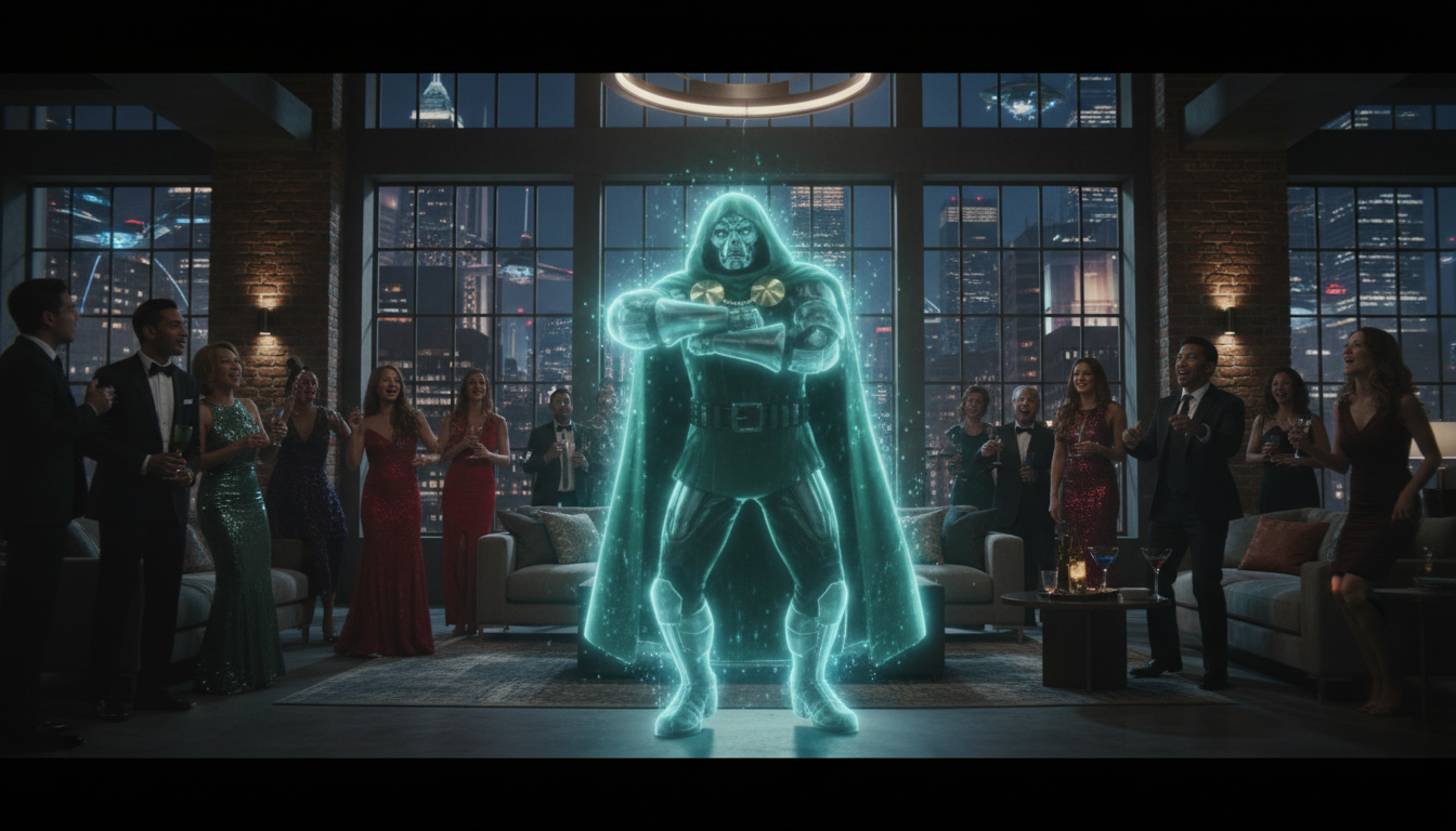 Watch Doctor Doom Hologram's Wild Dance Steal the Avengers: Doomsday Wrap Party